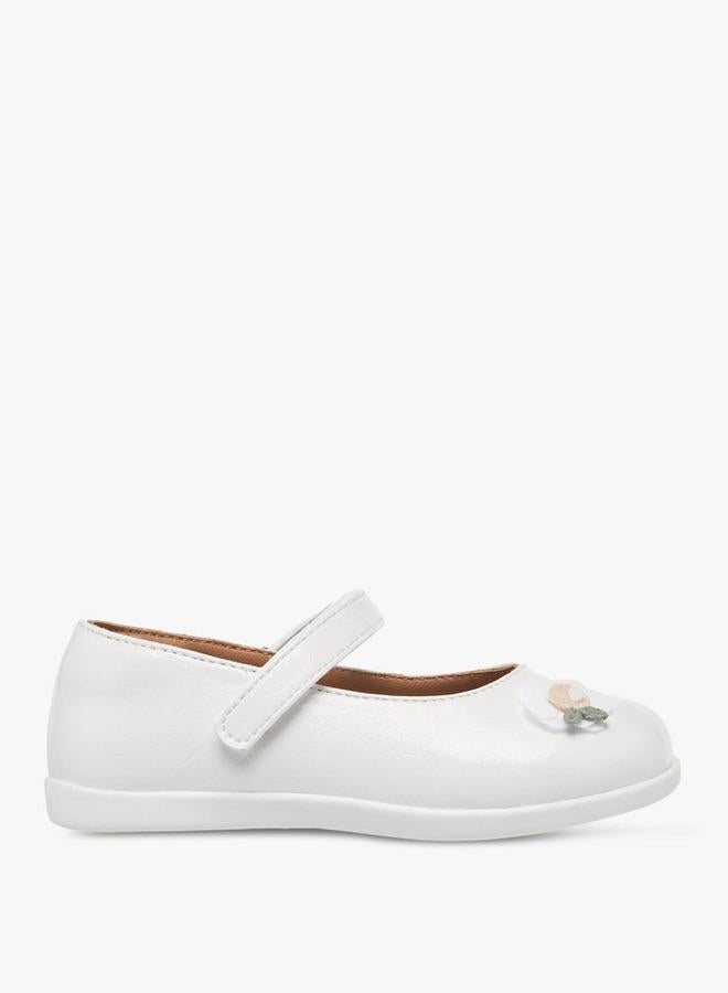 Barefeet Girls Floral Applique Hook and Loop Mary Jane Shoes - Image 1