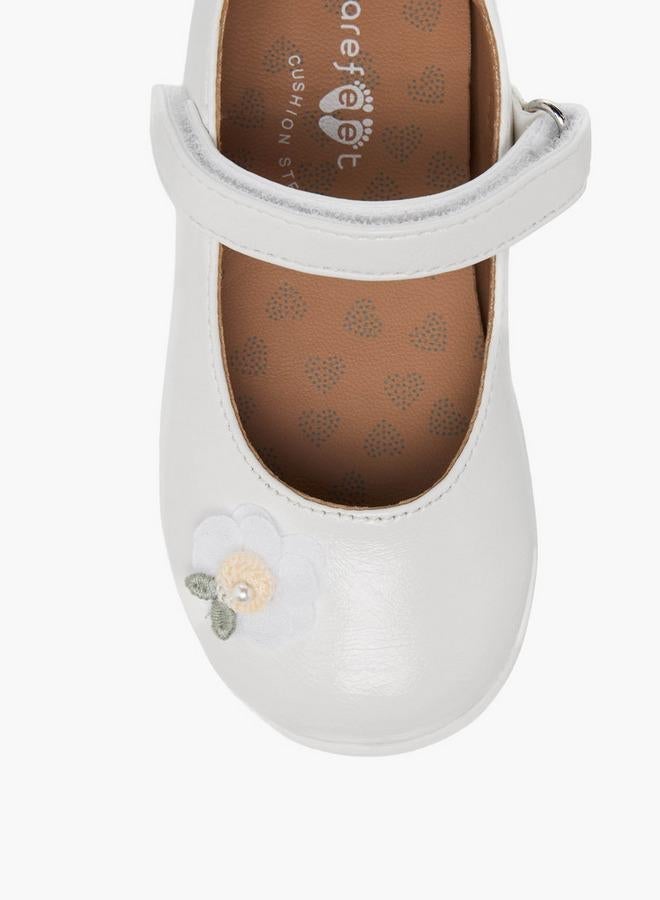 Barefeet Girls Floral Applique Hook and Loop Mary Jane Shoes - Image 4