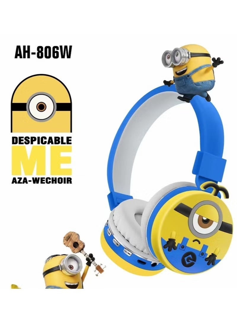 Wireless Minions-themed kids' headphones with powerful stereo sound, long battery life, AH-806W, built-in microphone, and full volume control. - Image 2
