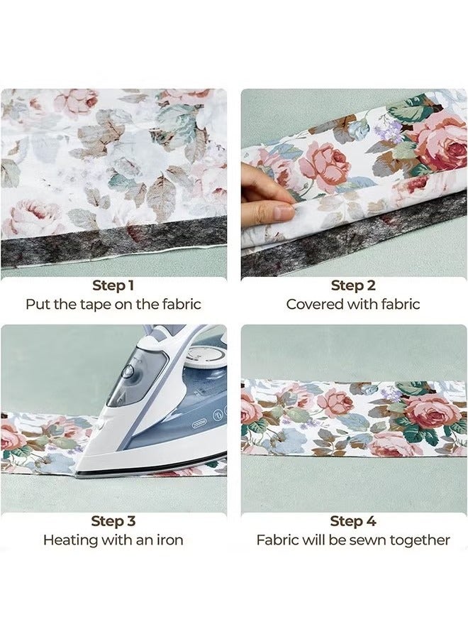 2 Rolls Iron-On Fabric Tape Heavy Duty Fusible Adhesive Hemming Strip To Repair Curtains, Clothes, Pants, Pillow Case, Uniform, No Sewing