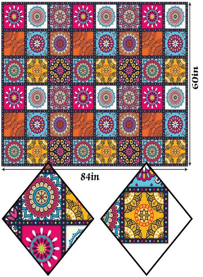 Hafangry Mandala Bohemia Tablecloth Rectangle Colorful Table Cloth for Indian Holiday Party Decoration Hippy Boho Home Kitchen Decor-60×84 inch - Image 3