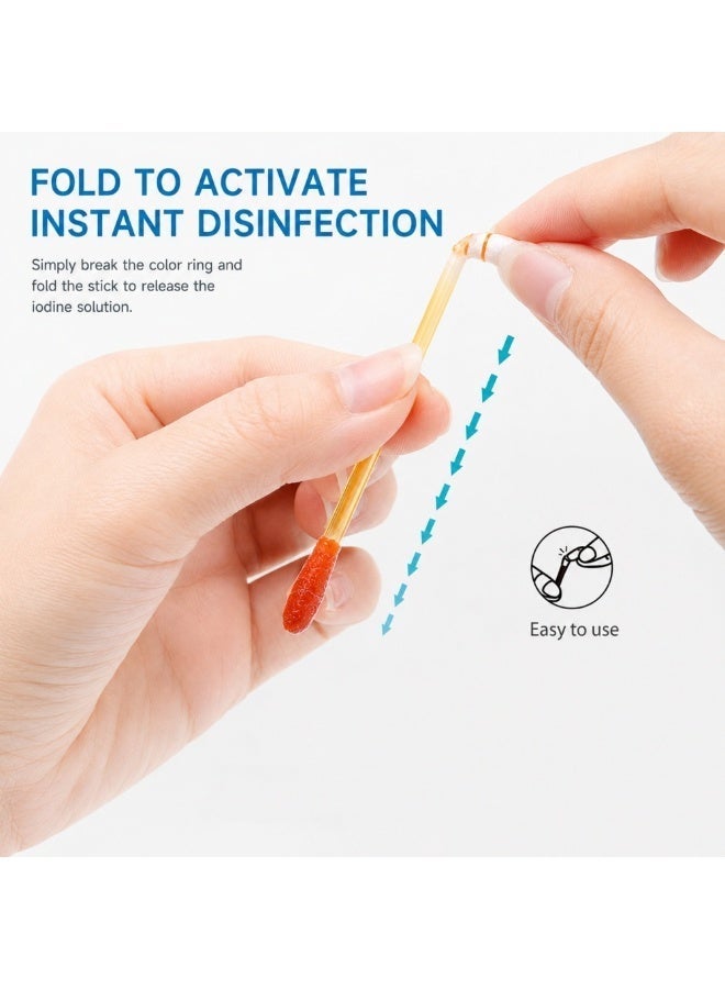 Culurfu Disposable Iodine Cotton Swabs - Snap-Off Disinfection Swabs - Individually Wrapped for Wound Care & Emergency First Aid - Travel Friendly, 60-Count - Image 3