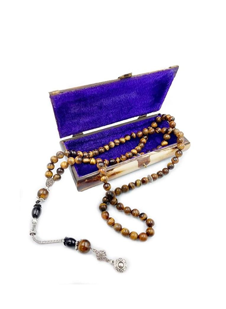 REBUY REBUY Islamic Prayer 99 Beads Tasbih, Natural Stone Misbaha Tasbeeh for Unisex Adults with Wooden Gift Box  - Image 3