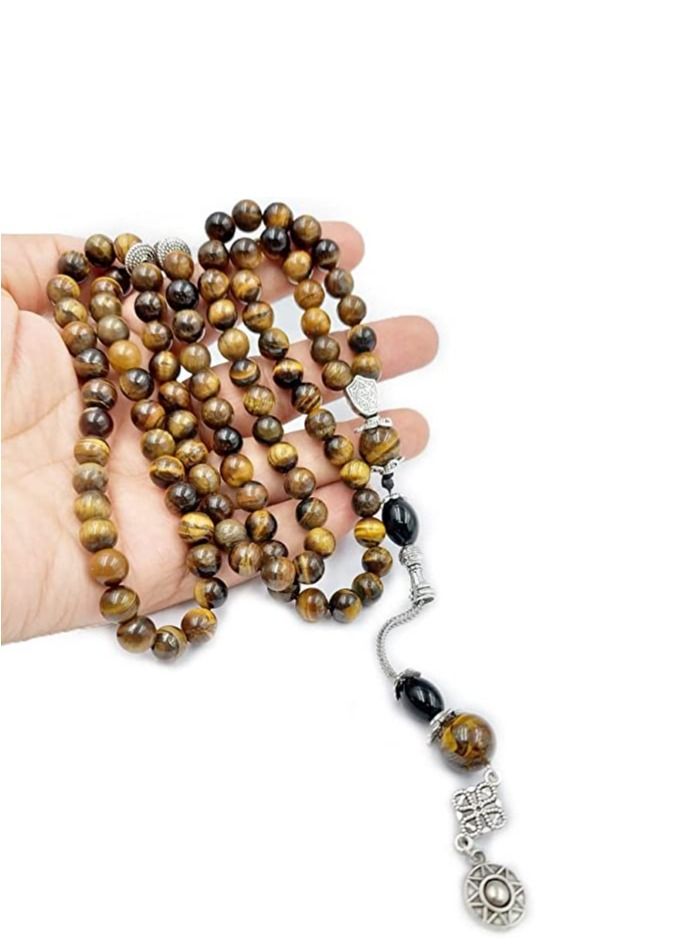 REBUY REBUY Islamic Prayer 99 Beads Tasbih, Natural Stone Misbaha Tasbeeh for Unisex Adults with Wooden Gift Box  - Image 4