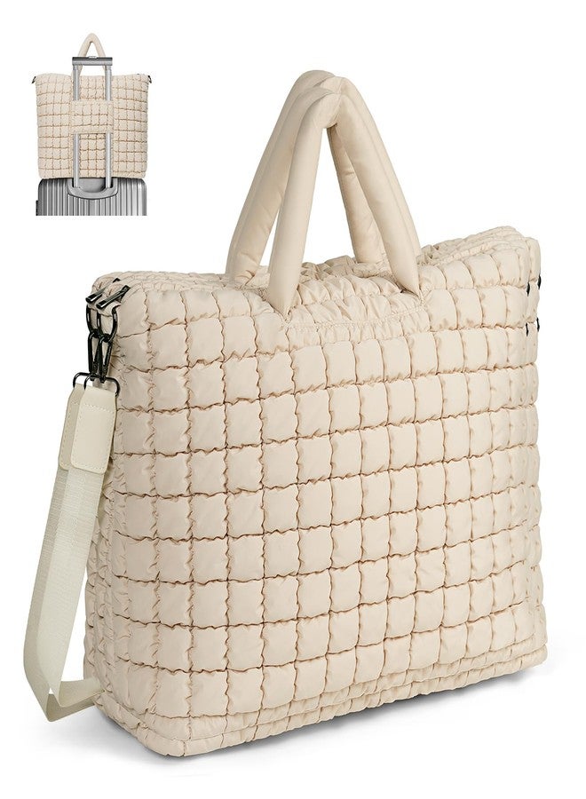 ANKICK Quilted Duffle Bag for Travel, Large Puffer Duffel Weekender Bags Soft Cute Gym Tote, Big Puffy Carry on Luggage Overnight for Women Men - Image 1