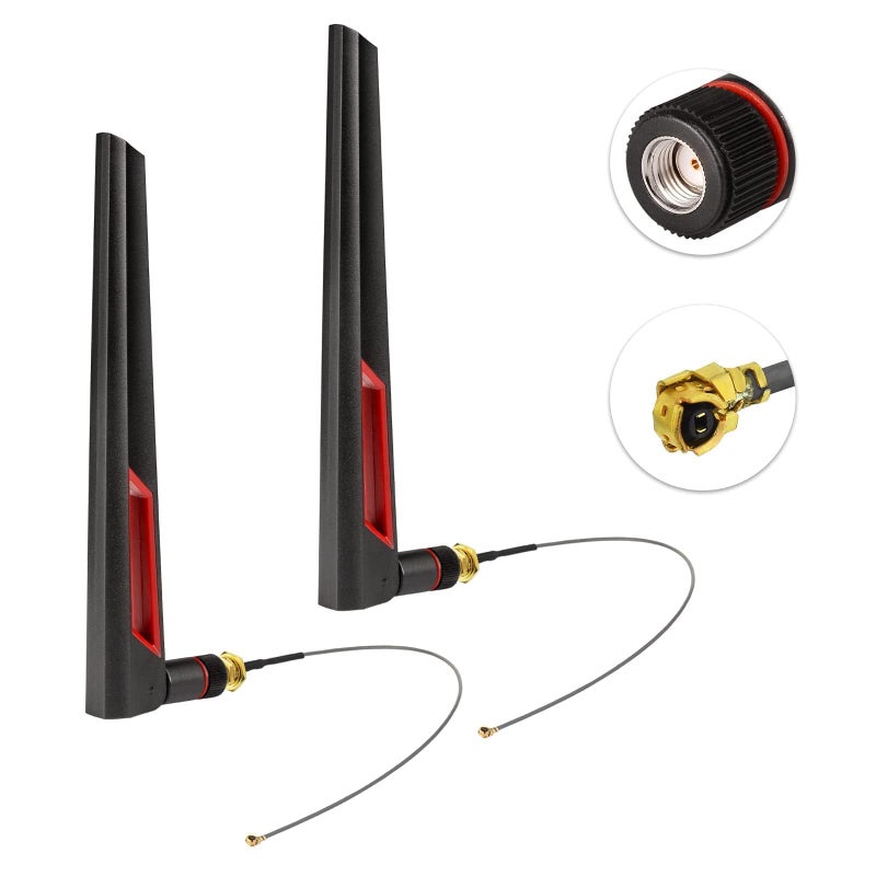 SUPERBAT 8dBi WiFi Antenna 2.4GHz 5GHz 5.8GHz Dual Band RPSMA Antenna + 15CM RP-SMA Pigtail for Mini PCIe Card Wireless Routers, PC Desktop, Repeater, FPV Drone 2pcs - Image 3