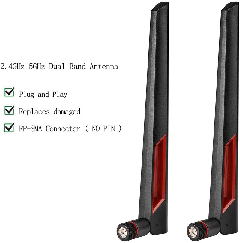 SUPERBAT 8dBi WiFi Antenna 2.4GHz 5GHz 5.8GHz Dual Band RPSMA Antenna + 15CM RP-SMA Pigtail for Mini PCIe Card Wireless Routers, PC Desktop, Repeater, FPV Drone 2pcs - Image 5