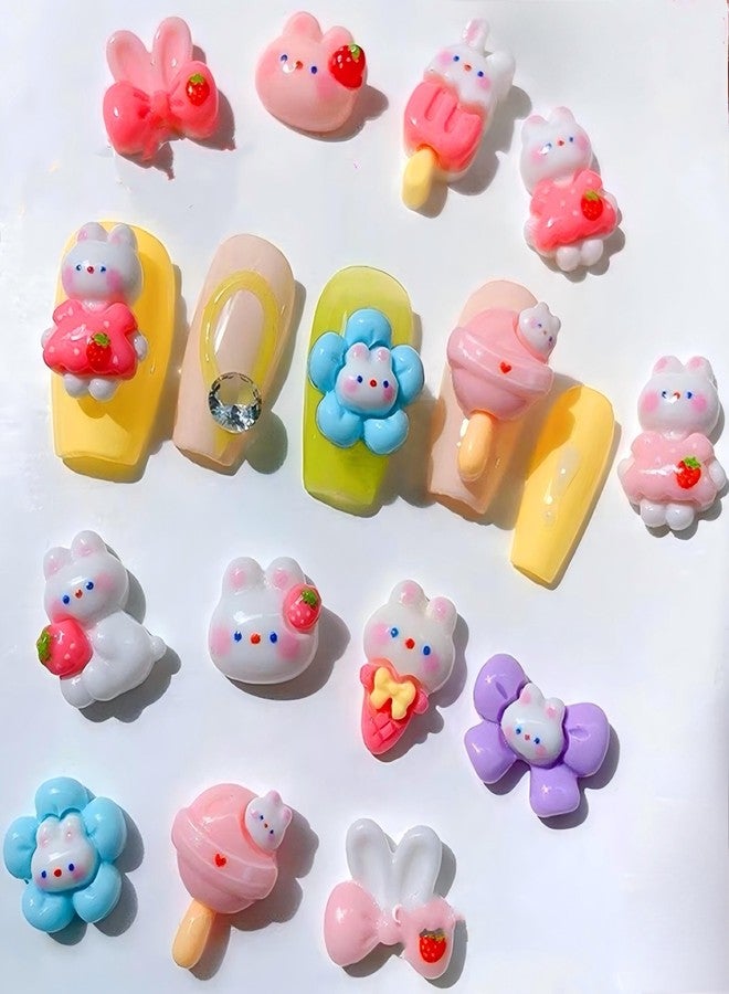 Dedyel 3D Kawaii Nail Art Charms Set 3D Cartoon Nail Accessories for DIY Nail Art 3D Cute Bunny Resin Making Ornament Nail Decoration Accessories - Image 4