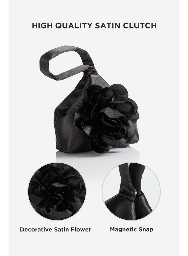 BABEYOND Clutch Purses for Women - Evening Bags Flower Satin Handbag Classy Wristlet Purse for Party Daily Wedding - Image 1