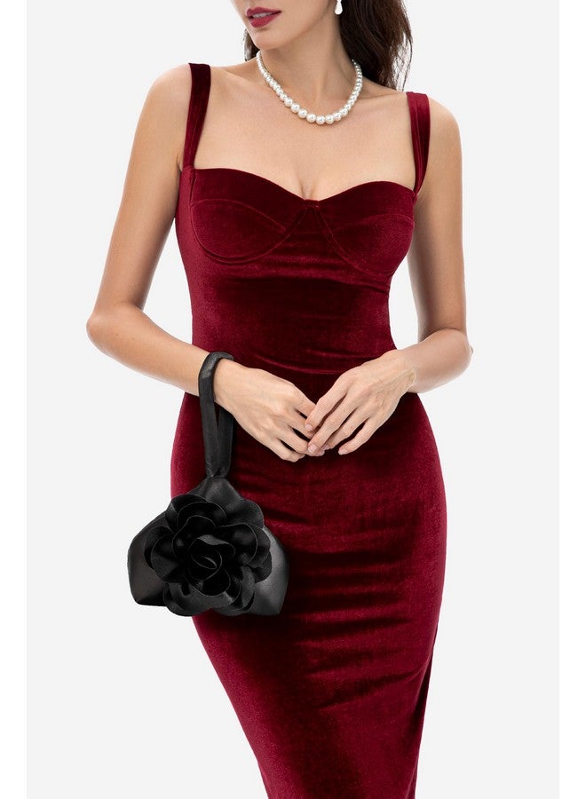 BABEYOND Clutch Purses for Women - Evening Bags Flower Satin Handbag Classy Wristlet Purse for Party Daily Wedding - Image 4