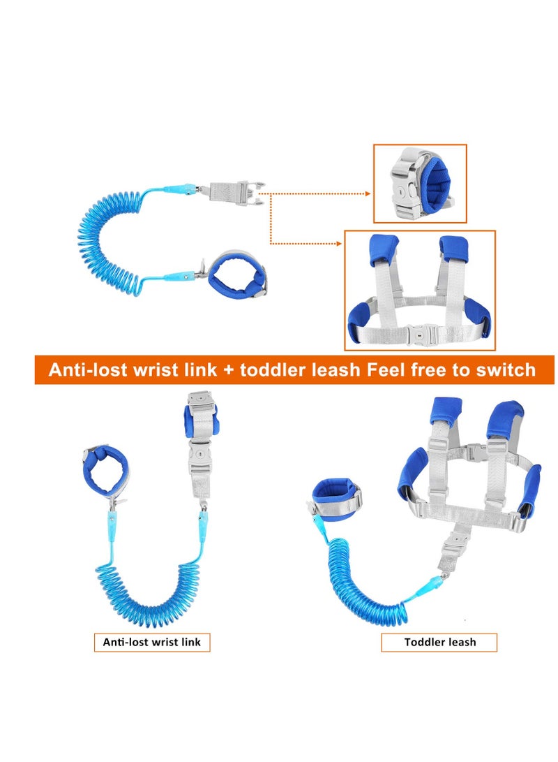 SYOSI Anti Lost Toddler Leash, with Backpack Harness Wrist Link, Baby Leash Safety Walking Leash Wrist Link for Kids Toddler Leash Anti Lost Keep Your Runner Close and Safe in Crowd Public Dark Blue  - Image 3