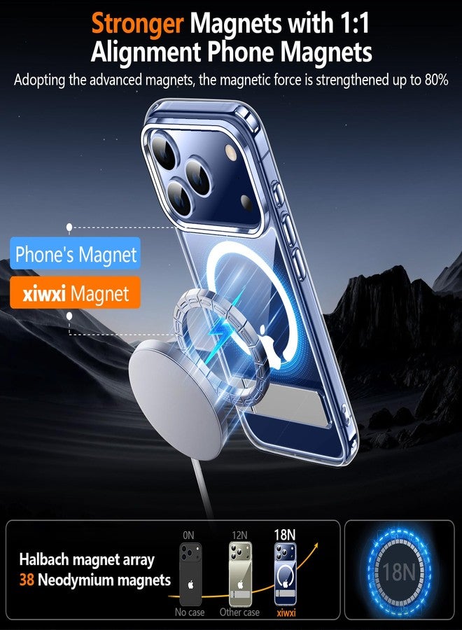 جراب xiwxi لهاتف iPhone 17 Pro Max مع مسند، [متوافق مع Magsafe] [واقي شاشة واحد]، حماية فائقة ومقاومة للاصفرار، جراب مغناطيسي لهاتف iPhone 17 Pro Max، شفاف - Image 5