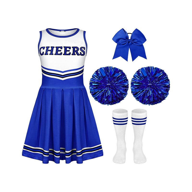 Girls Cheerleader Costume Outfit Set Fancy Dress for Halloween Party Birthday 9 to 10 Years Old