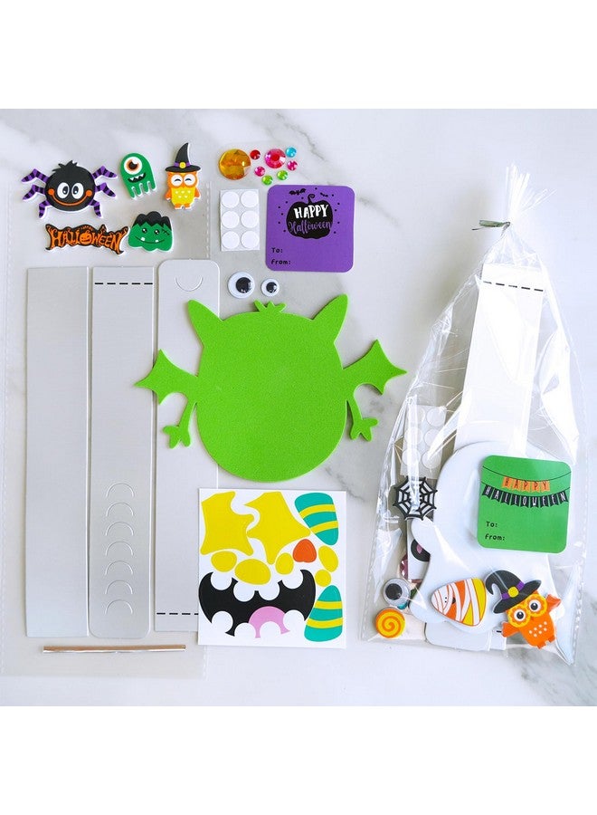 Winlyn 24 Sets Halloween Headbands Craft Kits Crown Art Sets Jack-o'-lantern Candy Corns Ghost Monster Bat Paper Hat with Halloween Foam Stickers for Kids Halloween Classroom Activities Party Favors - Image 4