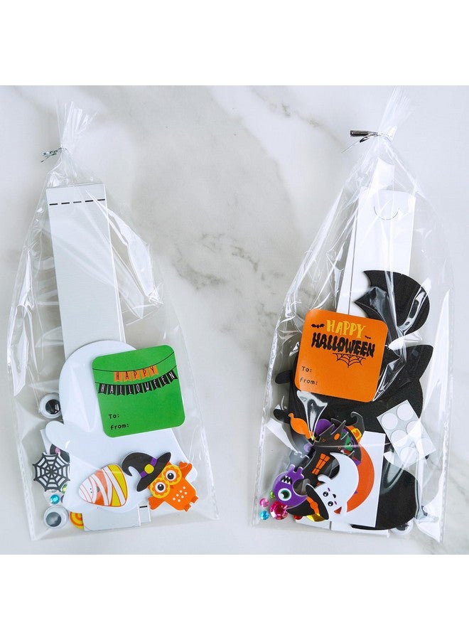 Winlyn 24 Sets Halloween Headbands Craft Kits Crown Art Sets Jack-o'-lantern Candy Corns Ghost Monster Bat Paper Hat with Halloween Foam Stickers for Kids Halloween Classroom Activities Party Favors - Image 5
