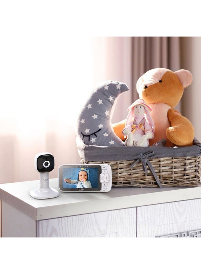 Hubble Connected Nursery Pal Cloud Smart Connected, Wi-Fi Enabled Baby Monitor with 5-Inch HD Color Parent Unit Viewer, Soothing Sounds and White Noise, 7-Color Night Light, Wall Mount, White - Image 4