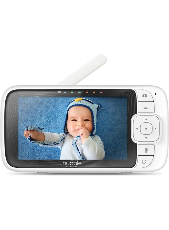 Hubble Connected Nursery Pal Cloud Smart Connected, Wi-Fi Enabled Baby Monitor with 5-Inch HD Color Parent Unit Viewer, Soothing Sounds and White Noise, 7-Color Night Light, Wall Mount, White - Image 3