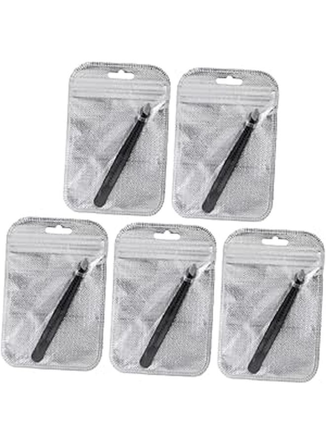 5 Pcs Stainless Steel Eyebrow Clips Set Ergonomic Tweezers For Precision Makeup Home And Travel - Image 1