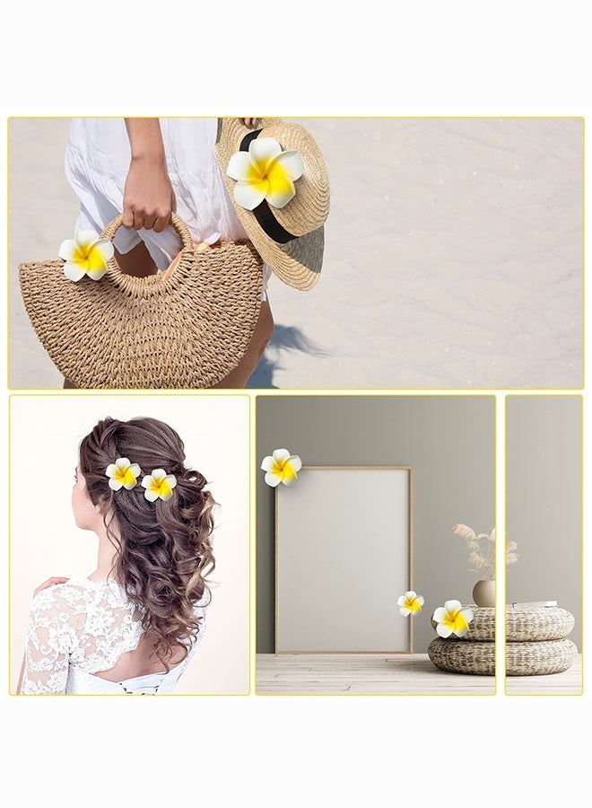BELANO 2 Pcs 5cm Flower Hair Clips, White and Pink Hawaiian Plumeria Foam for Beach Party Summer Accessory - Image 5