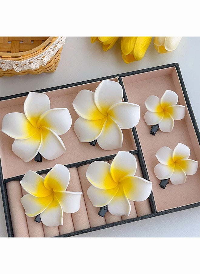 BELANO 2 Pcs 5cm Flower Hair Clips, White and Pink Hawaiian Plumeria Foam for Beach Party Summer Accessory - Image 3