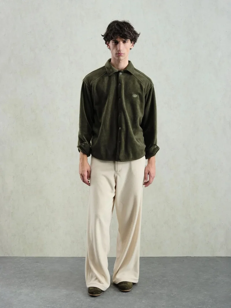 Giesto GIESTO Comfort Fit Textured Long Sleeve Shirt with Embroidery