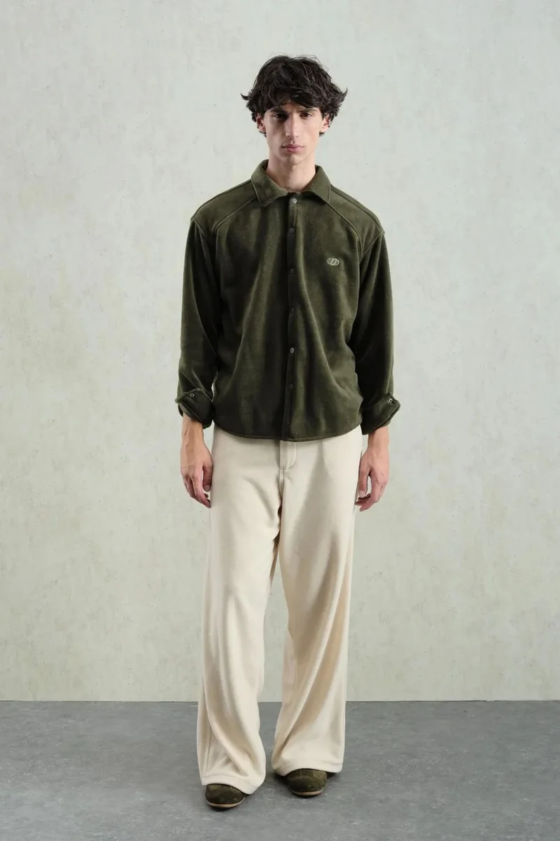 GIESTO Comfort Fit Textured Long Sleeve Shirt with Embroidery