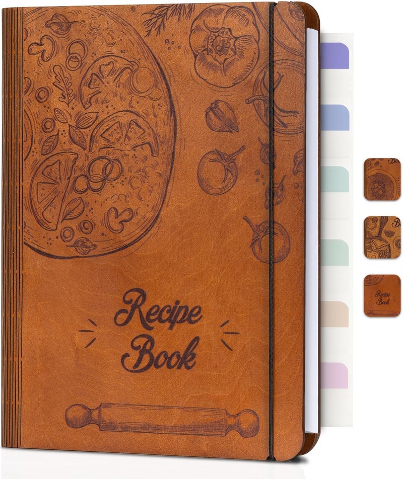 ikedas Woodcover Blank Recipe Book to Write in Your Own Recipes, Recipe Binder for Handwritten Recipes, Thoughtful Blank Recipe Book, Recipe Journal Gift, Cook Books Blank, Recipe Holders, Pizza Version - Image 1
