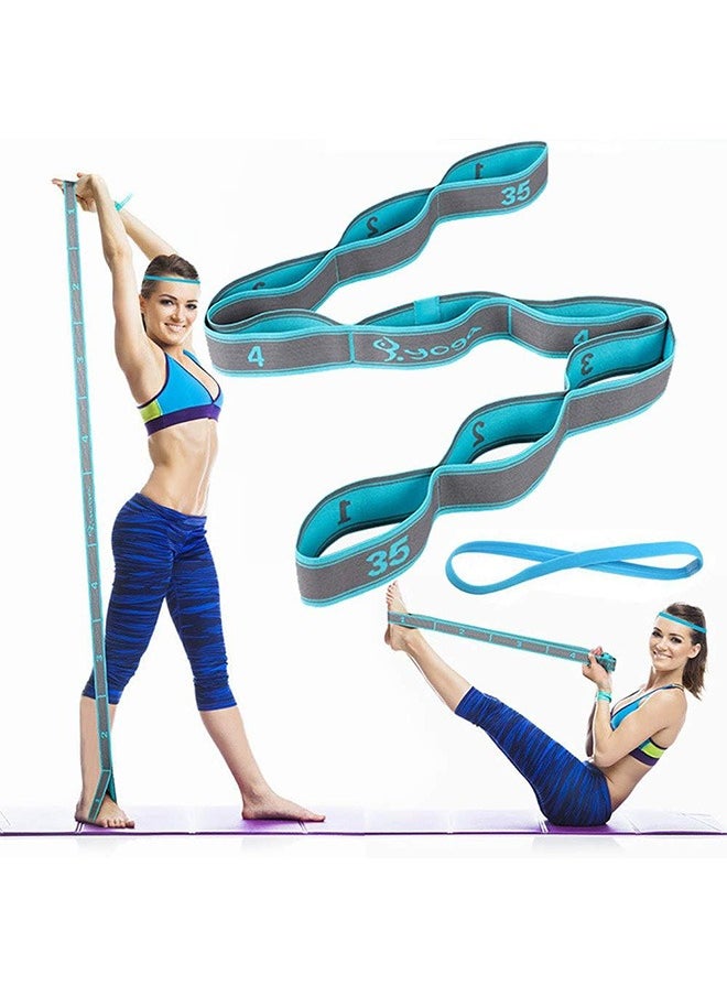 Garlo Stretch Band Strap, Elastic Exercise Stretching Band with 9 Loops for Yoga Physical Therapy Dance Workout Fitness, Stretch Assist - Light Resistance Band for Strength Flexibility Training  - Image 1