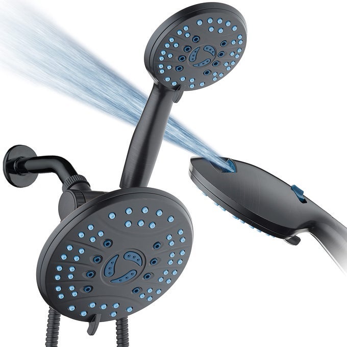 AQUACARE ASSEENONTV HIGH PRESSURE 50MODE RAIN HANDHELD 3WAY SHOWER HEAD COMBO ANTICLOG NOZZLESTUB TILE PET POWER WASHEXTRA LONG 6 FT STAINLESS STEEL HOSEORB BRONZE FINISH