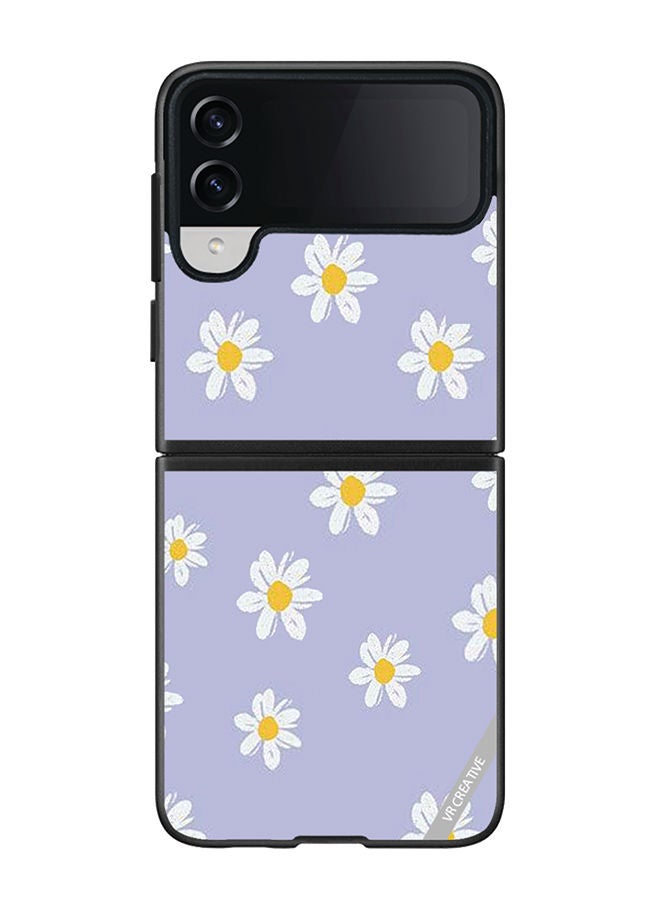 VR CREATIVE Protective Case Cover For Samsung Galaxy Z Flip4 Daisy Flower Design Multicolour - Image 1