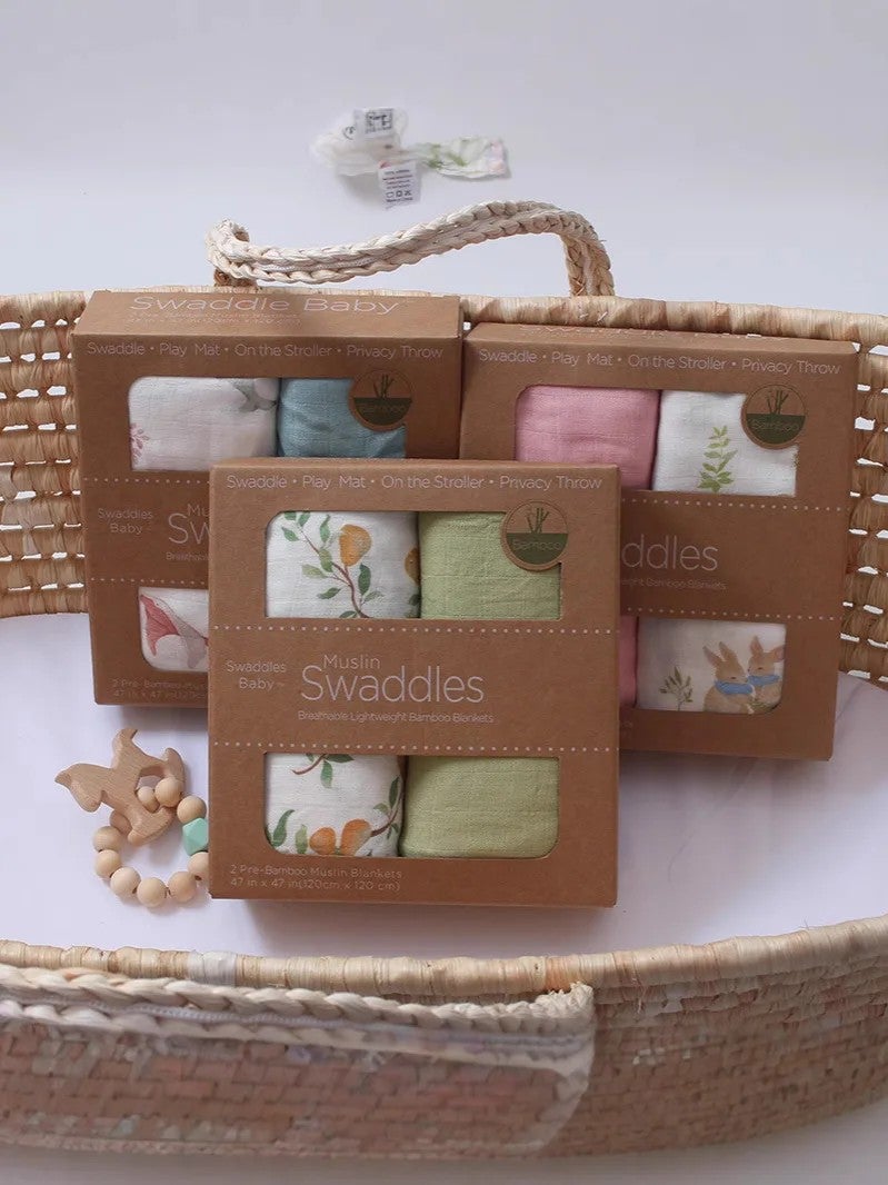 Bluejw High Quality 100% Bamboo Fiber Baby Blanket & Swaddle - Soft, Skin-Friendly 200TC Woven Swaddlers - Solid Pattern Bedding - Image 3