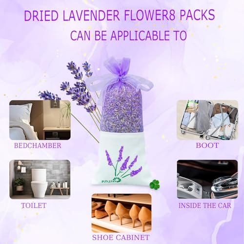 Umpeimvon 8 Packs Lavender Sachet Bags for Drawers and Closets, Long-Lasting Lavender Scented Sachets Home Fragrance Hanging Closet Air Freshener Oder Eliminator, Smell Goods for House - Image 3