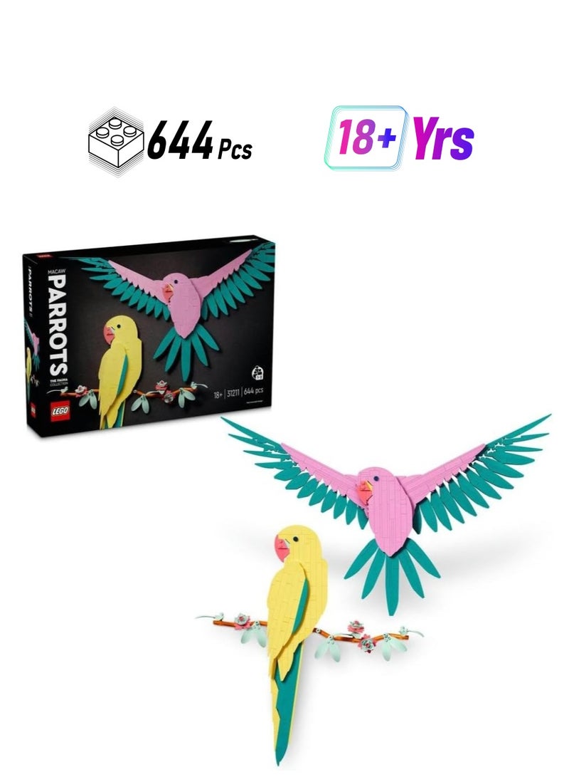 LEGO Art The Fauna Collection Macaw Parrots 31211 Building Blocks Toy Set (644 Pieces) - Image 1