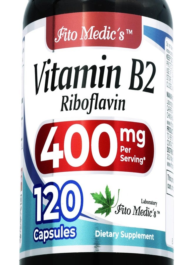 FITO MEDIC'S مختبر فيتو ميديكس | فيتامين ب2 | 120 كبسولة | 400 ملغ | ريبوفلافين 400 ملغ | فيتامين ب2 400 ملغ | ب2 | ريبوفلافين | امتصاص فائق. - Image 1