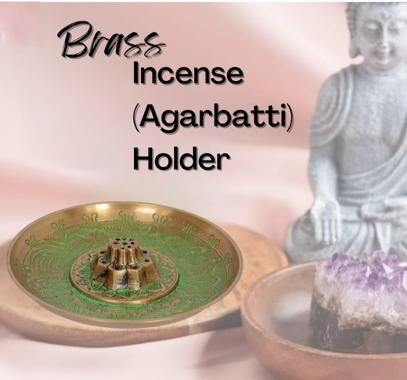 Skywalk Metal Brass Incense Agarbatti Stand Holder, Puja Accessory, Spiritual and Religious |Size-5" (Green) - Image 3