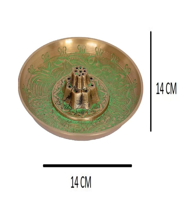 Skywalk Metal Brass Incense Agarbatti Stand Holder, Puja Accessory, Spiritual and Religious |Size-5" (Green) - Image 2