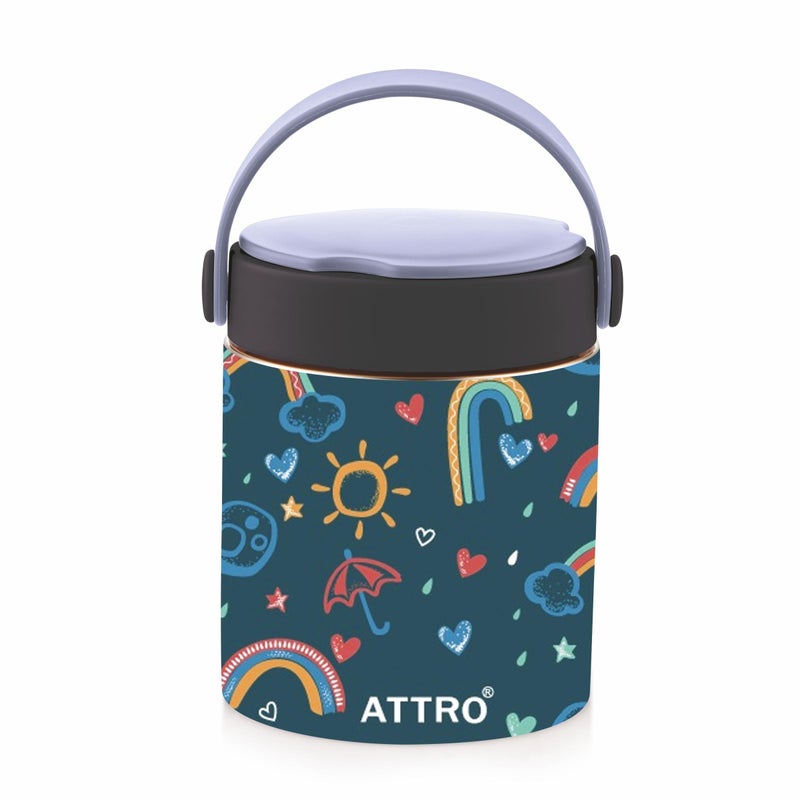ATTRO Happy Go Vacuum Insulated ISI Certified Stainless Steel Soup Jar 500ml, Leakproof & BPA-Free for Kids & Adults, Long Temperature Retention,Ideal for School, Office & Travel-Rainbow Magic Blue - Image 5