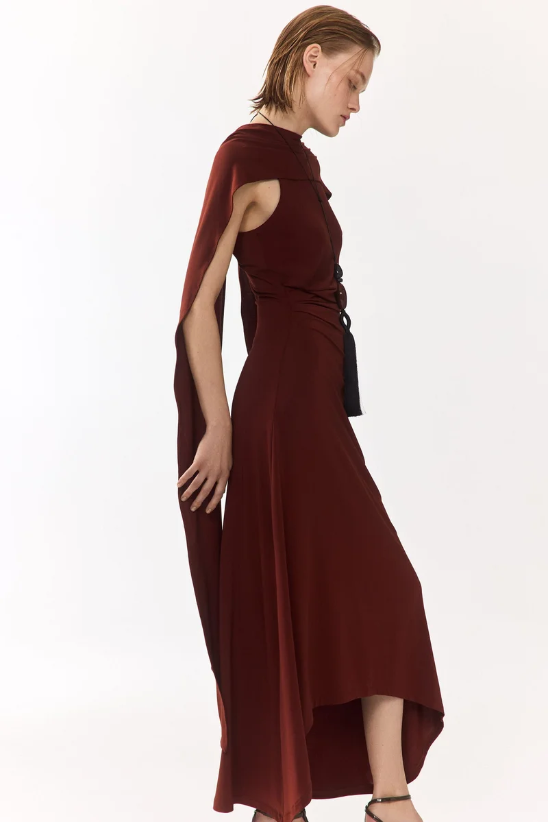 Draped scarf-detail dress
