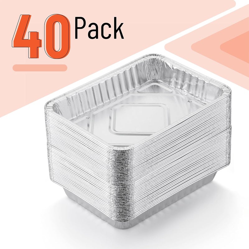 UNCO- Grill Drip Pans Aluminum, 7.5” x 5”, 40pcs, Drip Pan Liners, Grease Pan Liner, Grill Drip Pans for Outdoor Grill, Grill Grease Pan Liners, Grill Drip Pan, Aluminum Drip Pans, Drip Pan for Grill Individual & group usable - Image 2