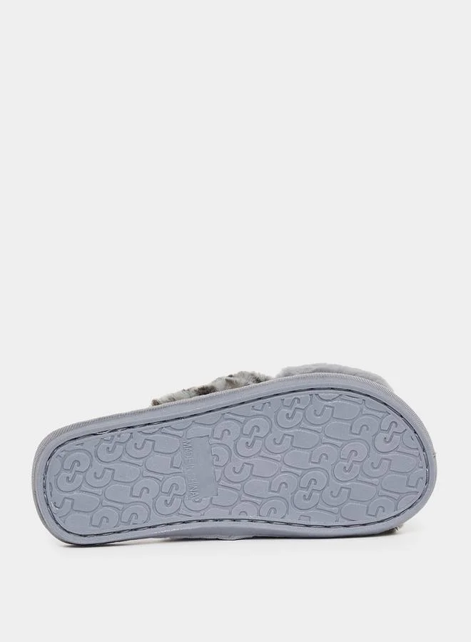 Styli Animal Print Fluffy Bedroom Slippers