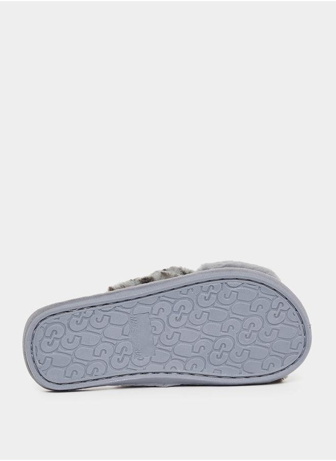 Styli - Animal Print Fluffy Bedroom Slippers - Image 1