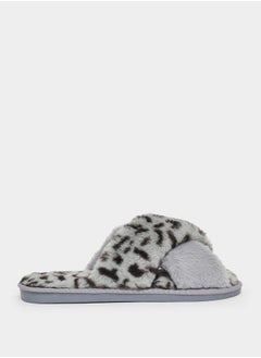 Animal Print Fluffy Bedroom Slippers