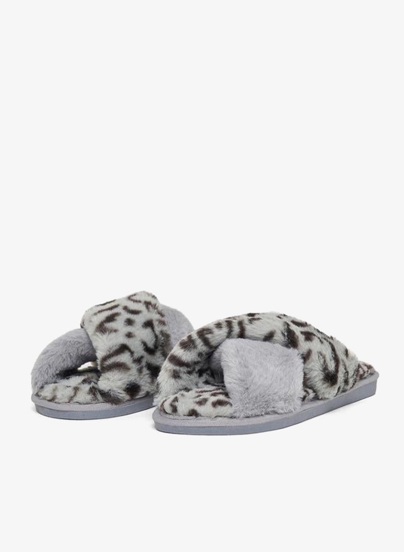 ستايلي شبشب غرفة نوم بطبعة حيوان وفرو صناعي - Image 2