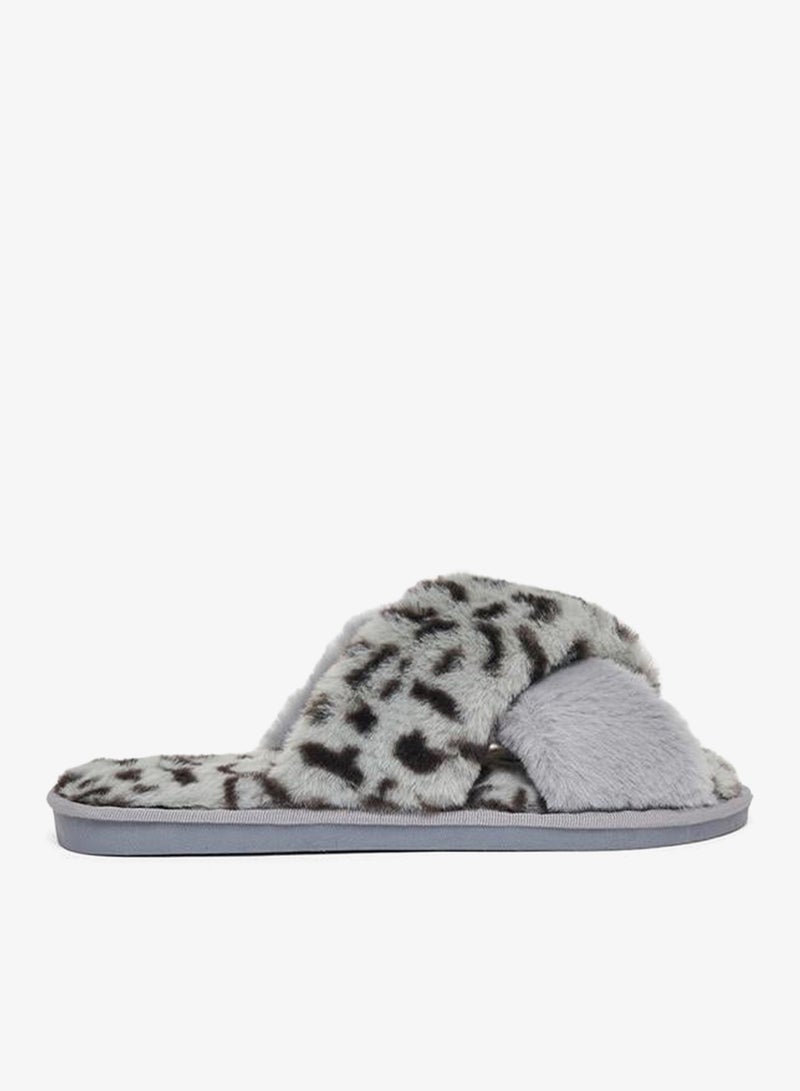 ستايلي شبشب غرفة نوم بطبعة حيوان وفرو صناعي - Image 1