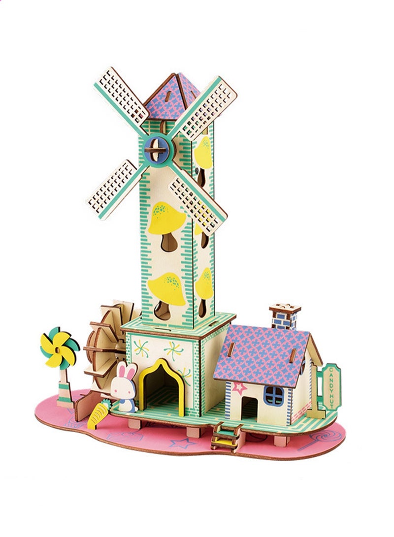 Children's Educational 3D Wooden Model Self-assembly Handmade Puzzle Toy (Children's House 67Pcs) - Image 1