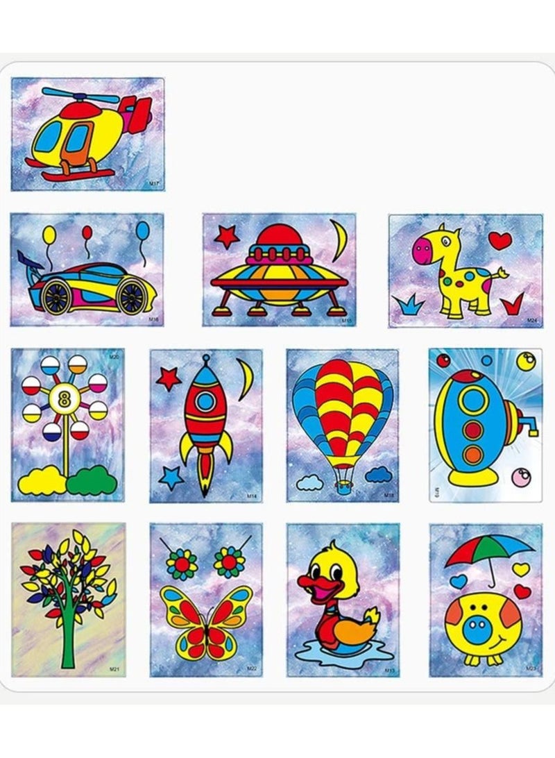 12Pcs Kids DIY Sand Painting Toy Children Drawing Board Sets Bubble Sand Handmade Picture Paper Craft Sand Draw Art - Image 5