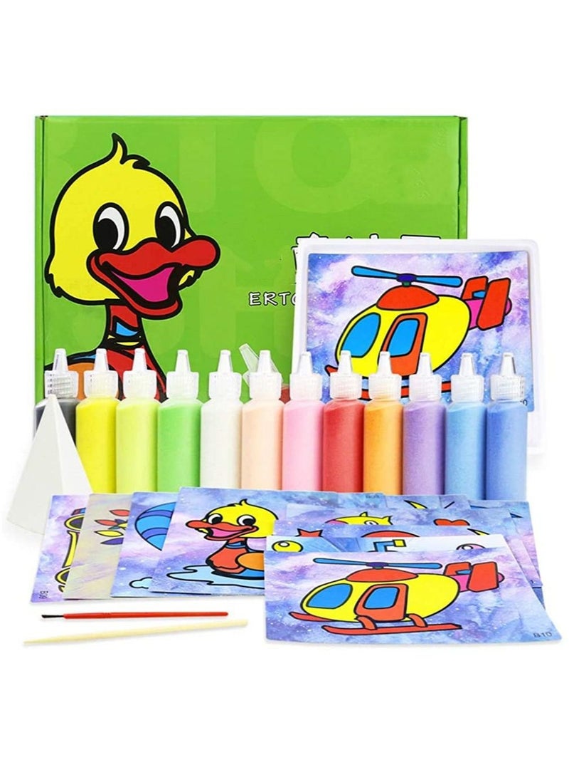 12Pcs Kids DIY Sand Painting Toy Children Drawing Board Sets Bubble Sand Handmade Picture Paper Craft Sand Draw Art - Image 1
