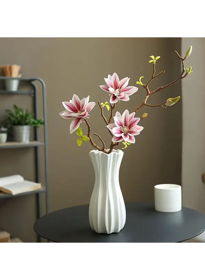 1pc Modern Art Decorative Vase White Plastic Flower Arrangement Container Desktop Decoration Multifunctional Organizer Home Accessory Suitable For Living Room Entryway Dining Table Bookshelf Office Wedding - Image 2