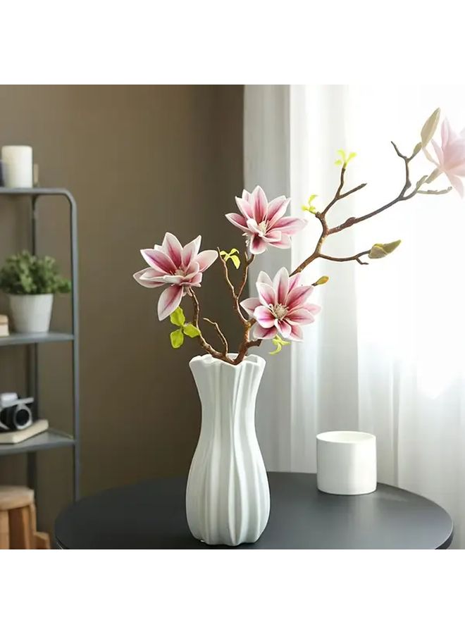 1pc Modern Art Decorative Vase White Plastic Flower Arrangement Container Desktop Decoration Multifunctional Organizer Home Accessory Suitable For Living Room Entryway Dining Table Bookshelf Office Wedding - Image 1