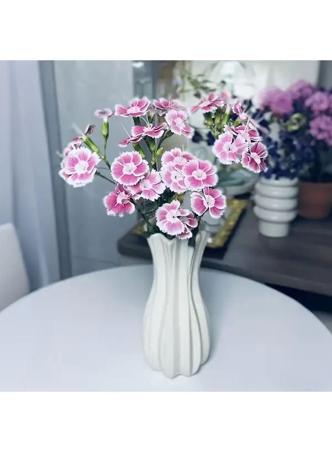 1pc Modern Art Decorative Vase White Plastic Flower Arrangement Container Desktop Decoration Multifunctional Organizer Home Accessory Suitable For Living Room Entryway Dining Table Bookshelf Office Wedding - Image 5